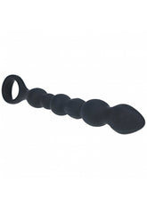 LEVELZ - Beaded Snake Silicone Anal Probe with Loop - Black